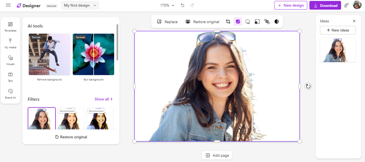 Remove photo background with Microsoft Designer