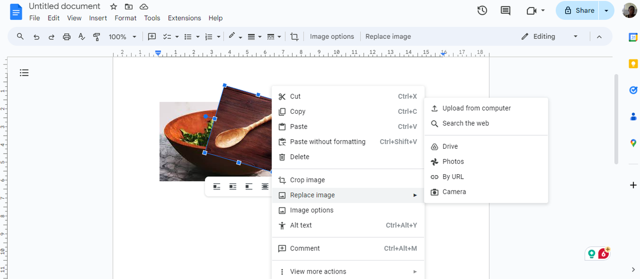 Replace image in Google Docs