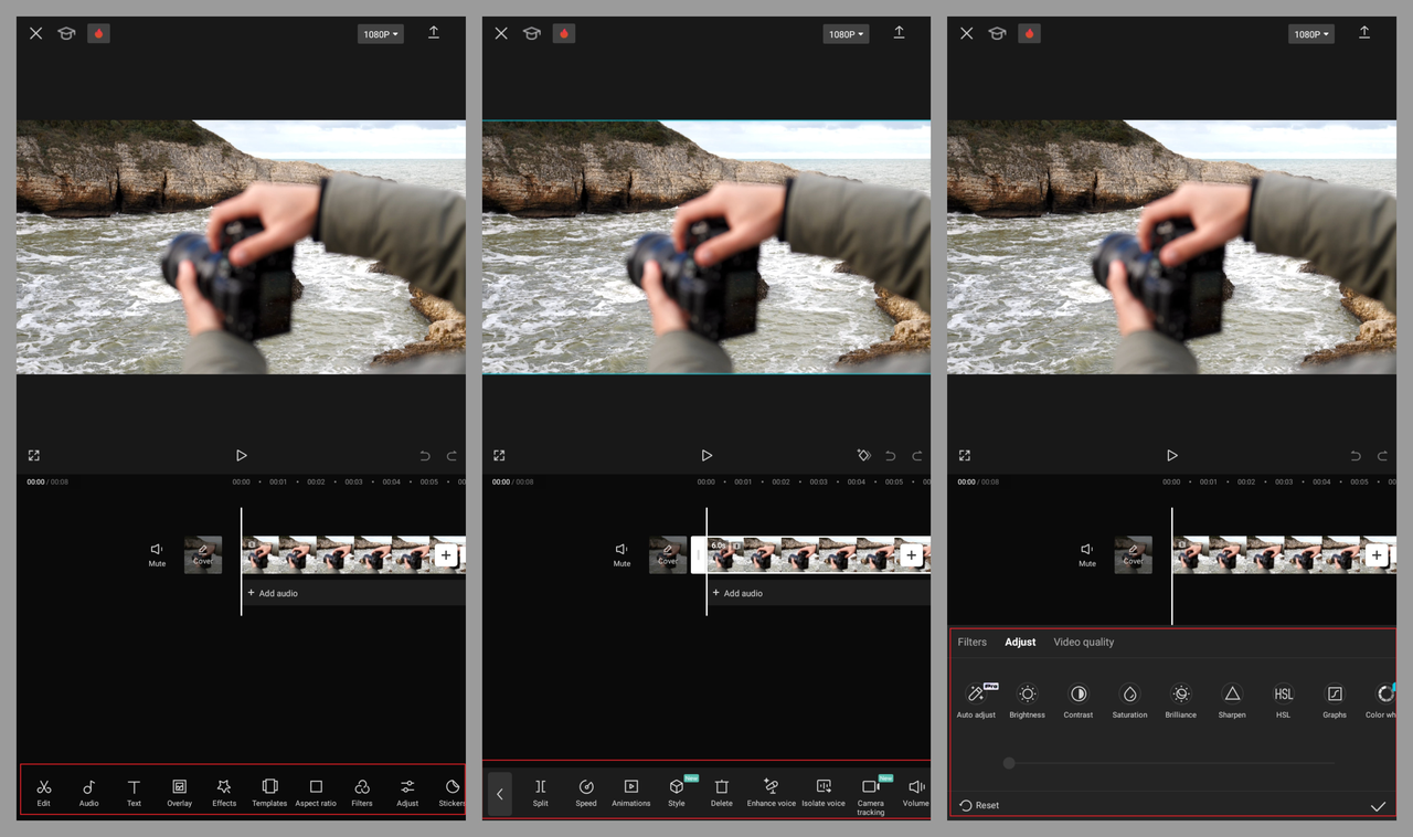 edit video on CapCut mobile