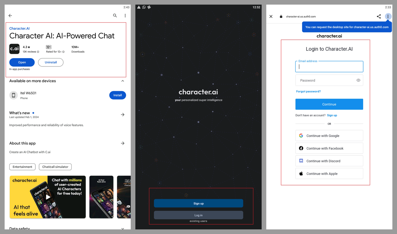 how to install Character AI on an Android phone