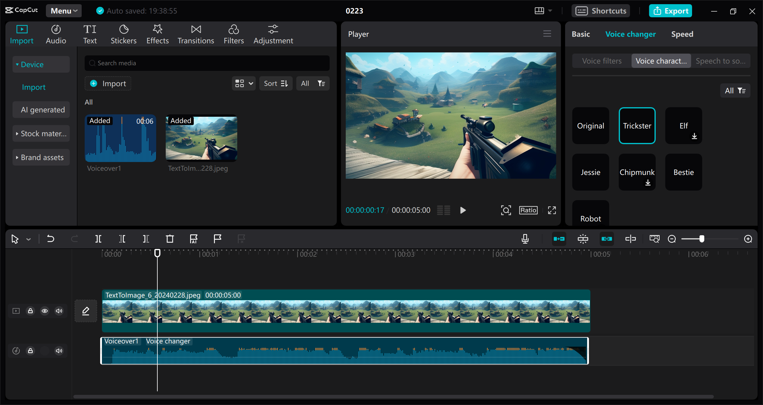 Add gun sound fx in CapCut to unleash video creativity