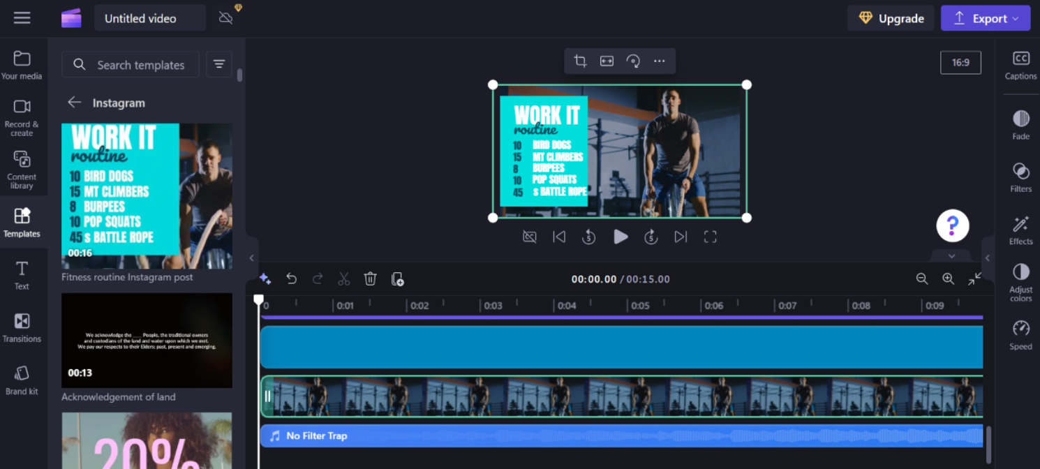 Video editing features of Clipchamp