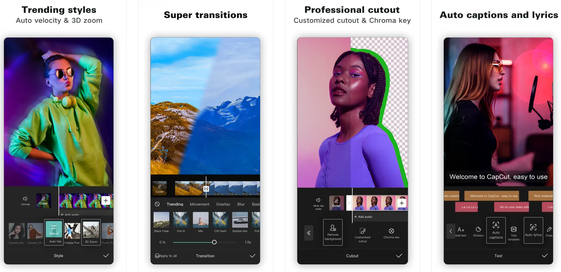 Video editing features of CapCut mobile app