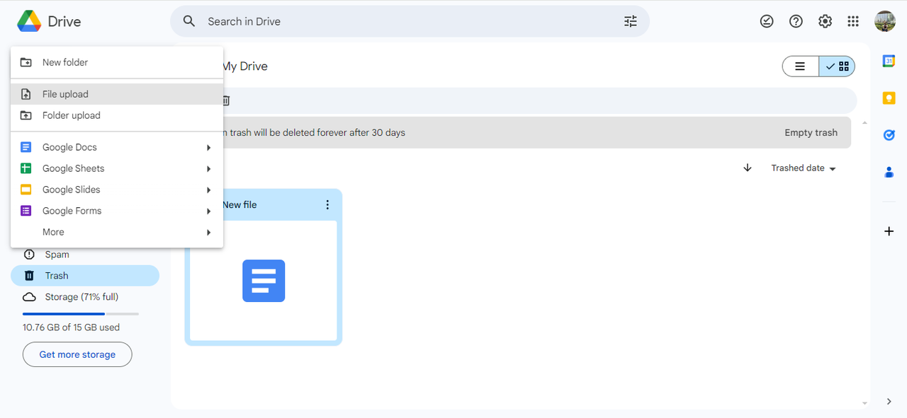 Upload your Google Drive files