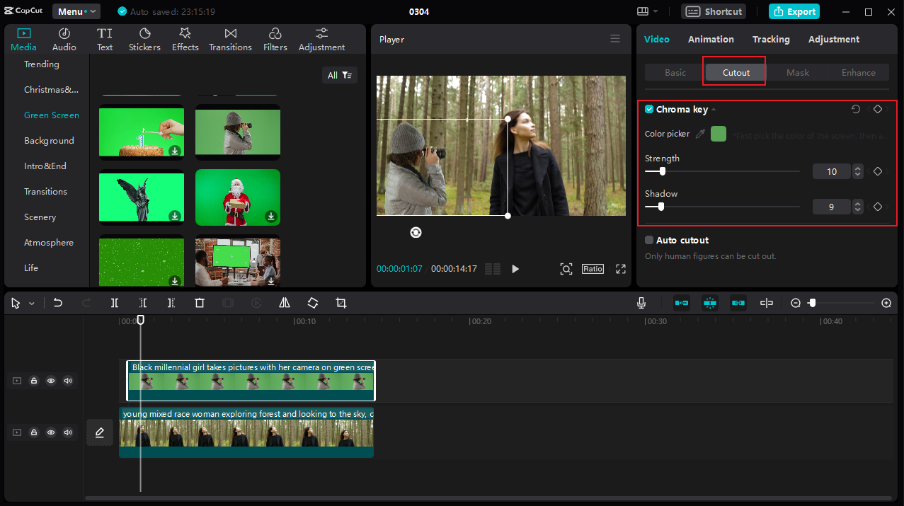 how to use the Chroma key on the CapCut desktop video editor