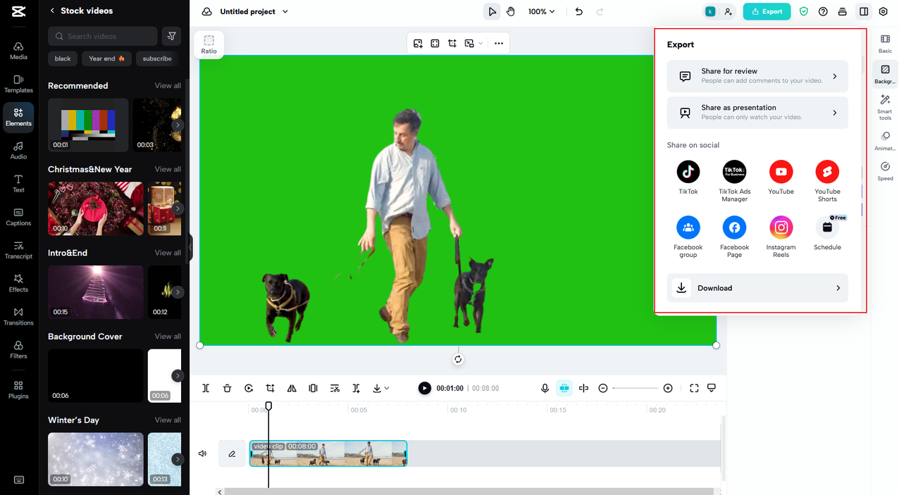 how to export video on CapCut online video editor