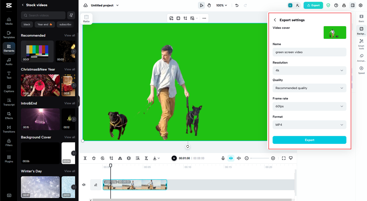 how to adjust export settings on CapCut online video editor