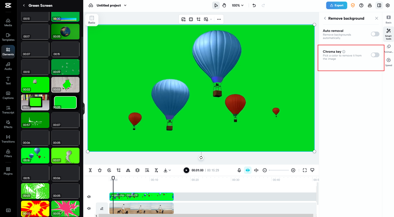 how to access the Chroma key on CapCut online video editor