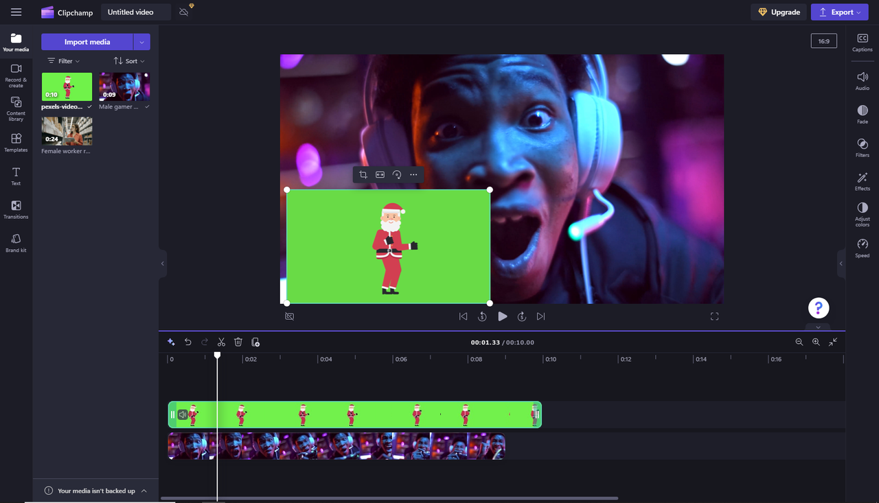 how to add and edit a green screen video on Clipchamp