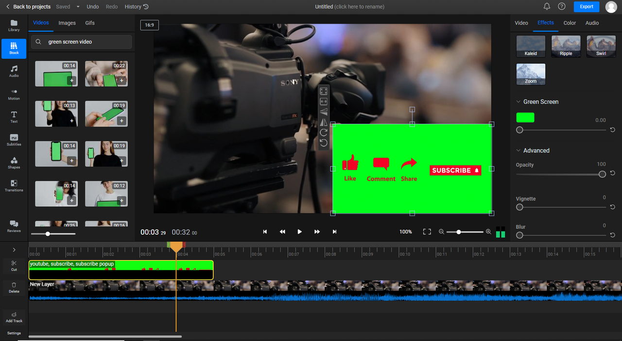 how to use green screen for video editing on Flixier