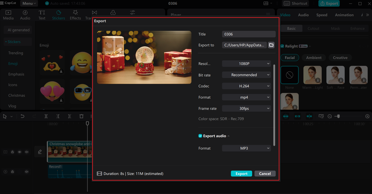 Export audio and video on the CapCut desktop video editor and Google Voice Recorder