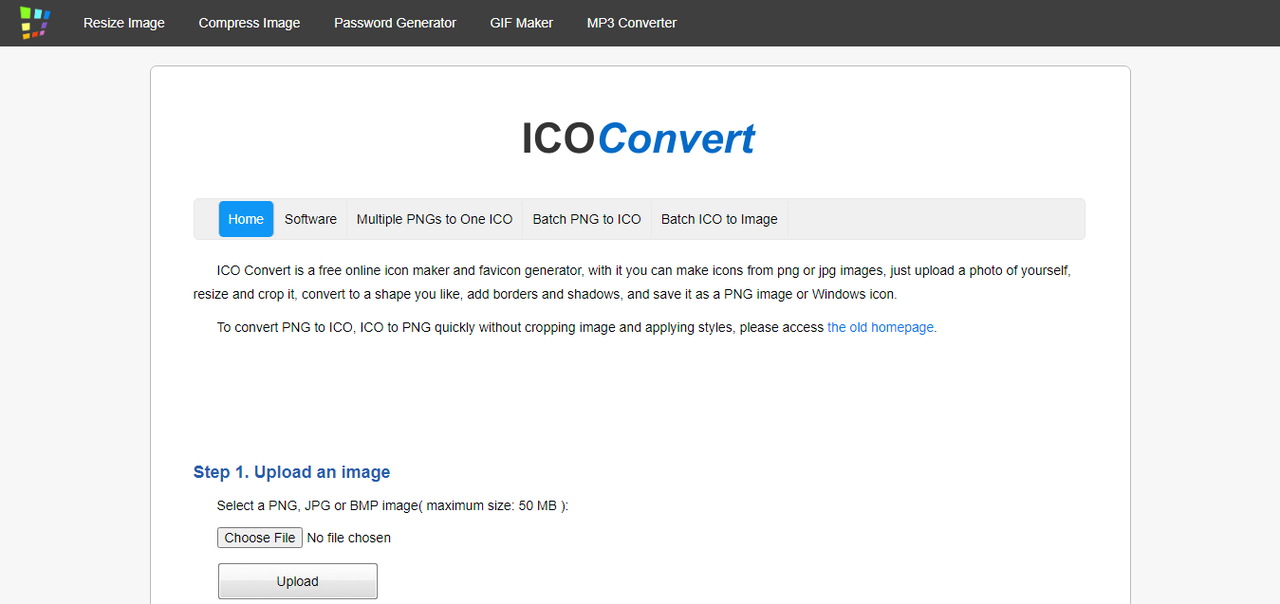 ICOConvert tool for creating website icons