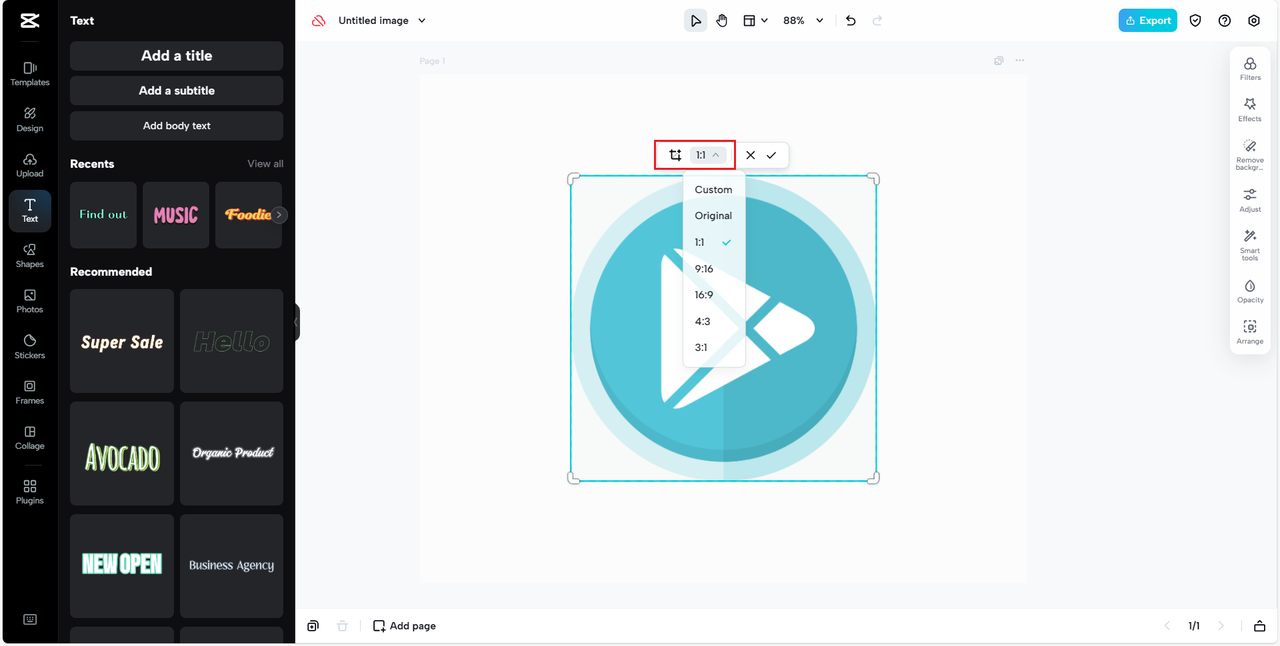 Crop and resize to meet the size of Android app icons