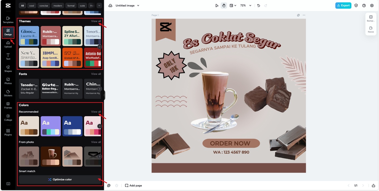 Color combinations and themes for chocolate logo