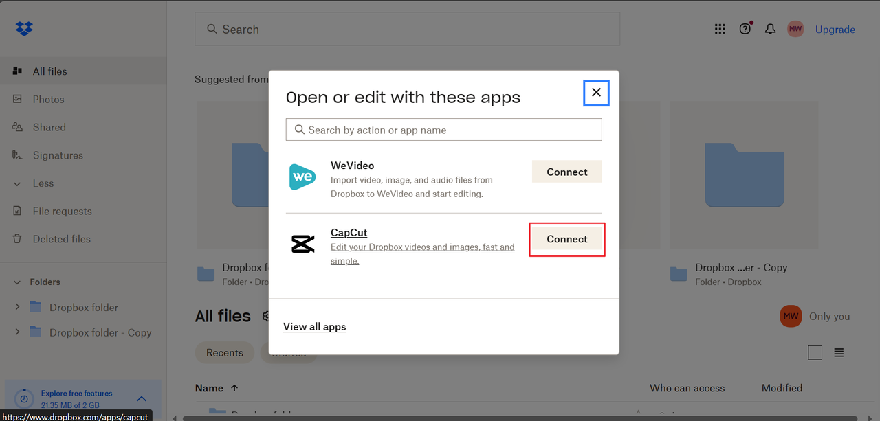 Integrate Dropbox to CapCut online to avoid comparing Dropbox vs Google Drive