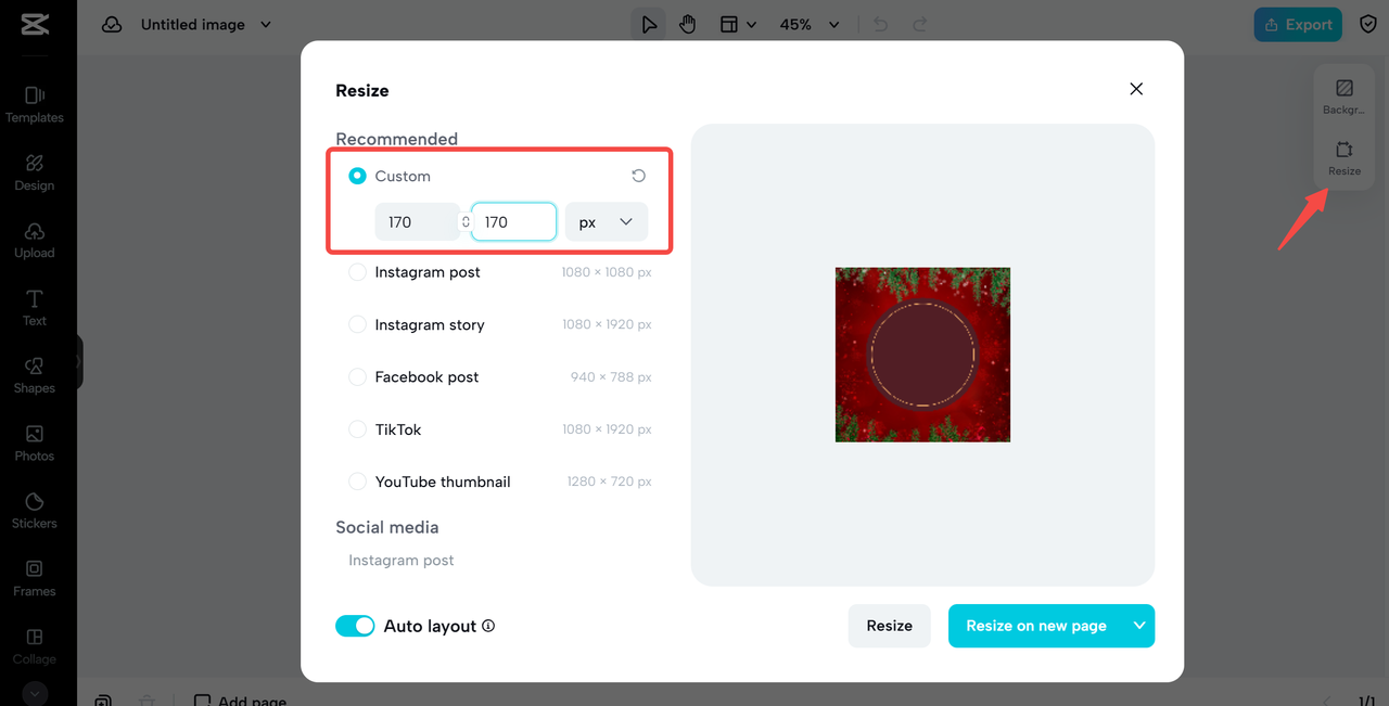 resize the Facebook profile standard size