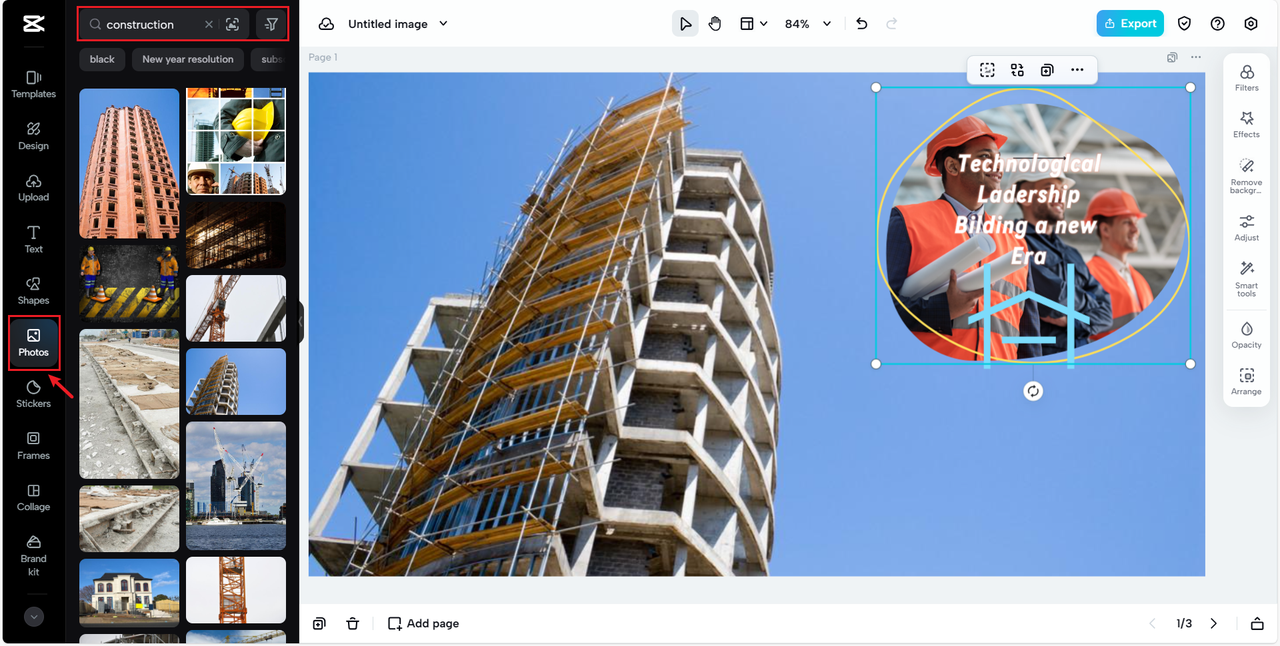 Construction display photos with your building construction logos