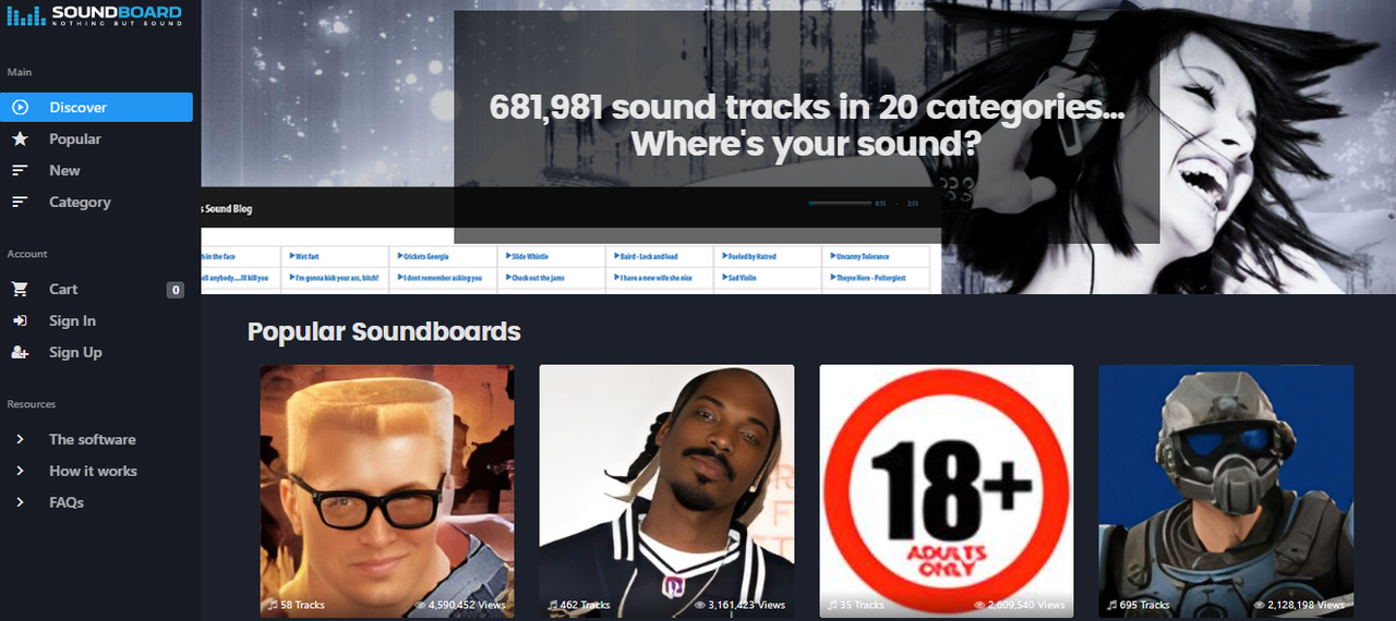 Soundboard homepage