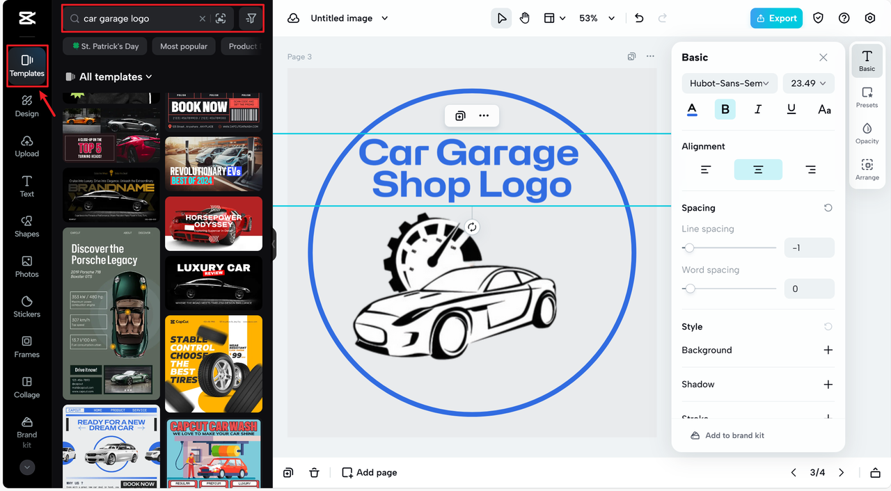 Car garage shop logo templates
