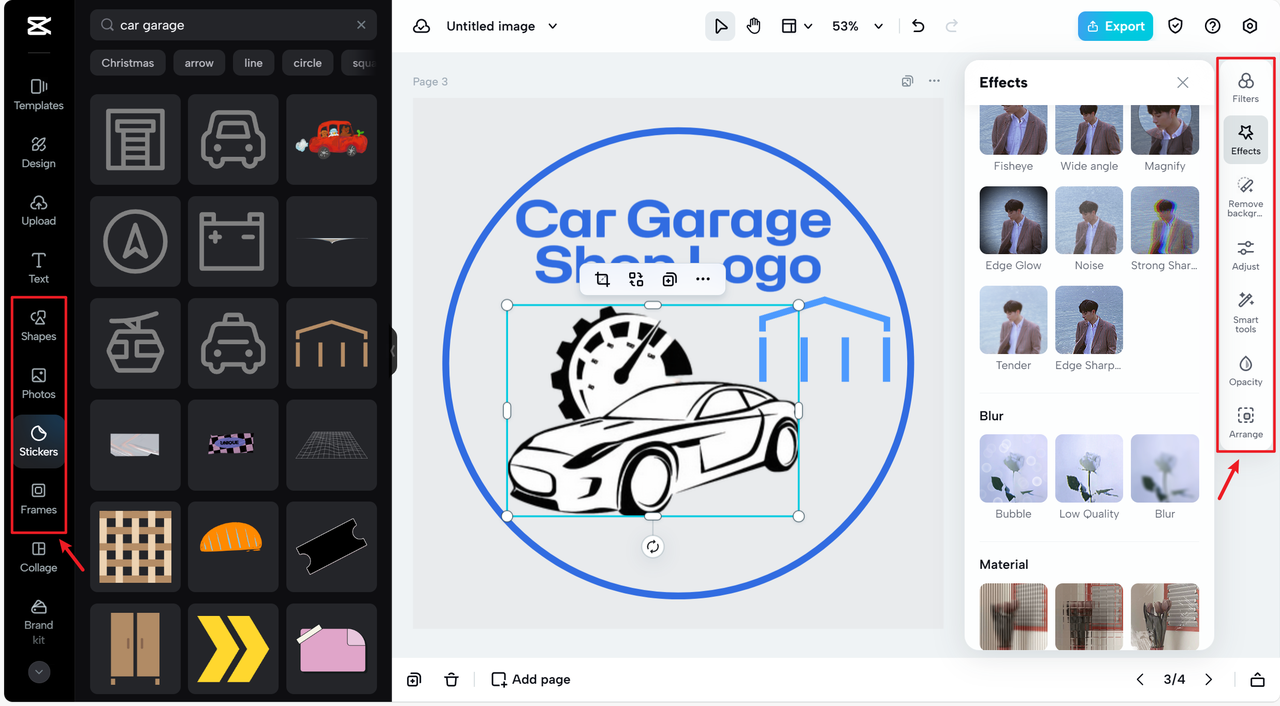 Creative elements for auto garage logo design