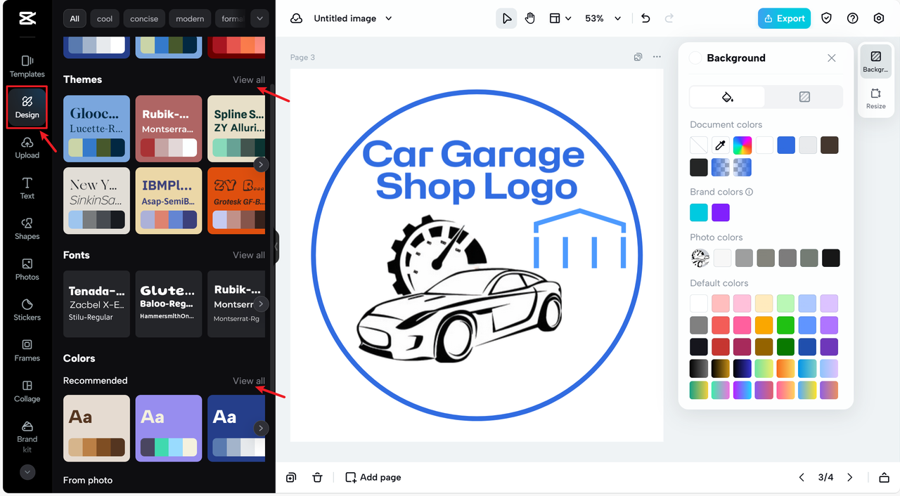 color combinations and themes for mechanic garage logo design