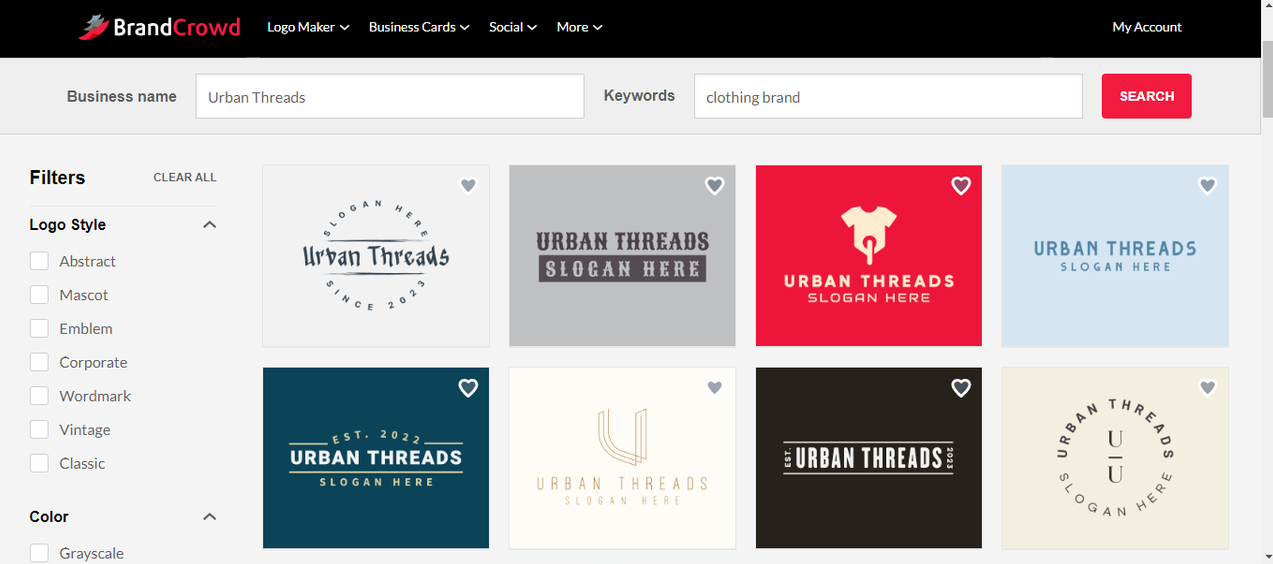Generate clothing line logo with BrandCrowd