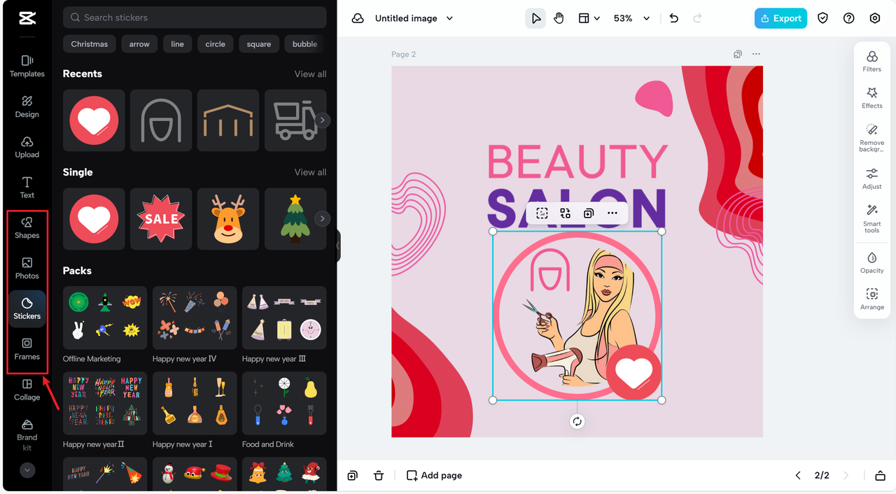 Customize beauty salon logo with creative elements