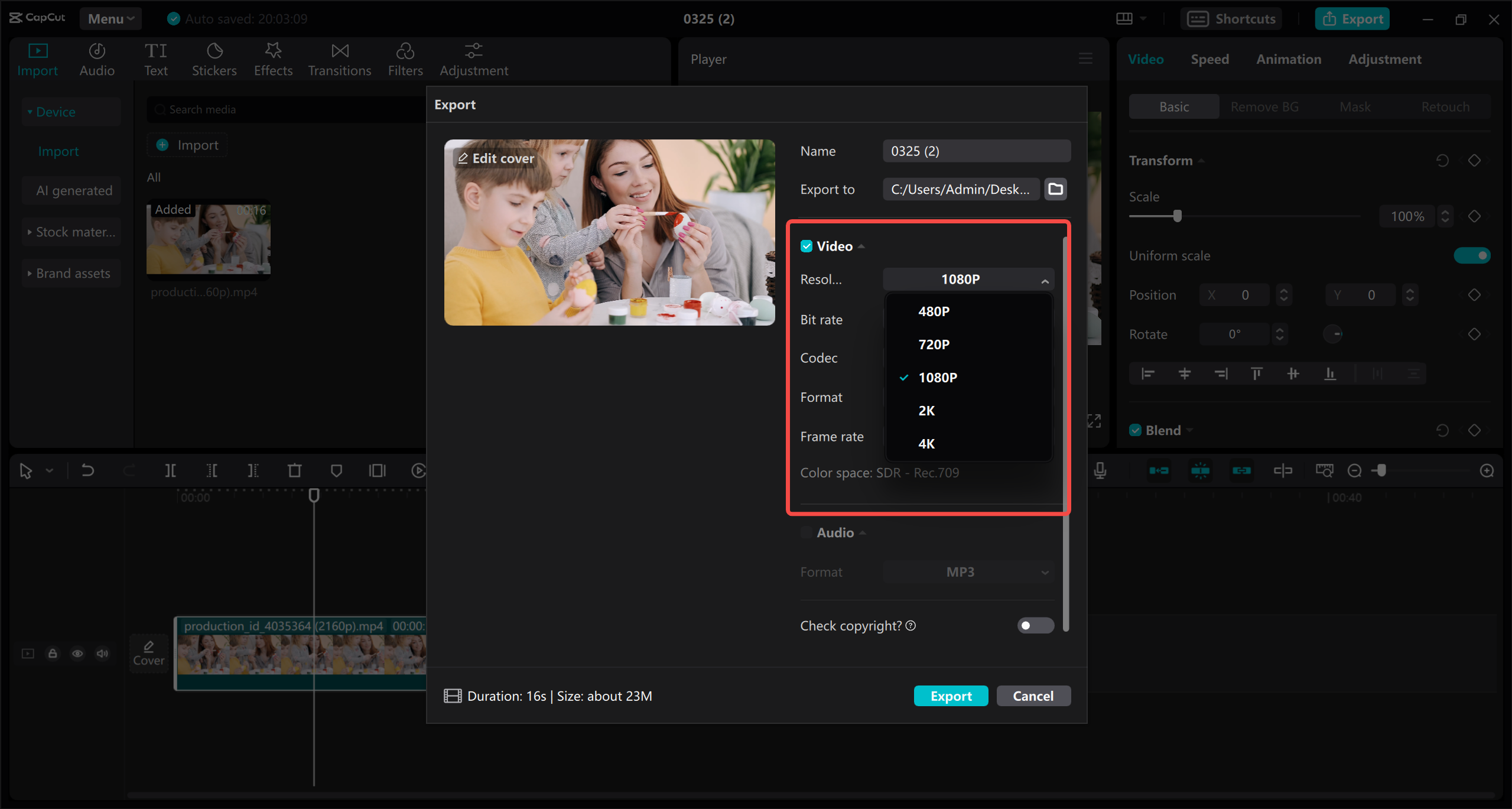 Edit 1080p videos for Facebook with CapCut desktop video editor
