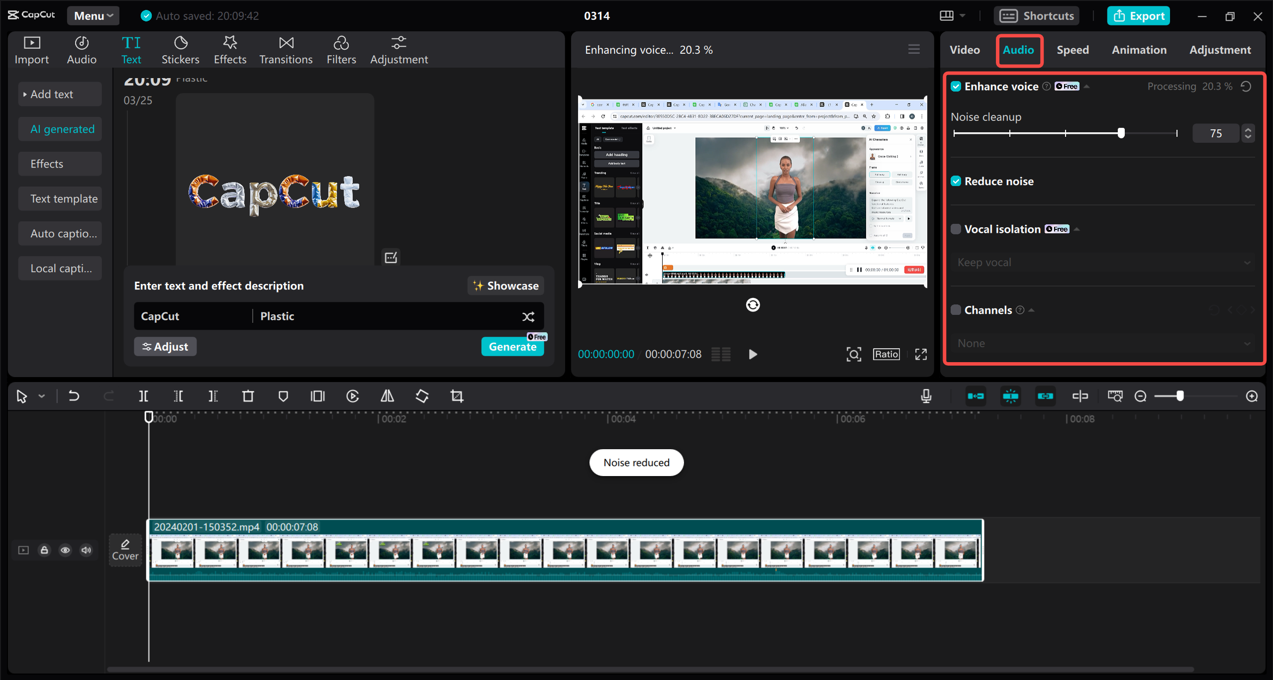 CapCut offers sophisticated audio editing tools
