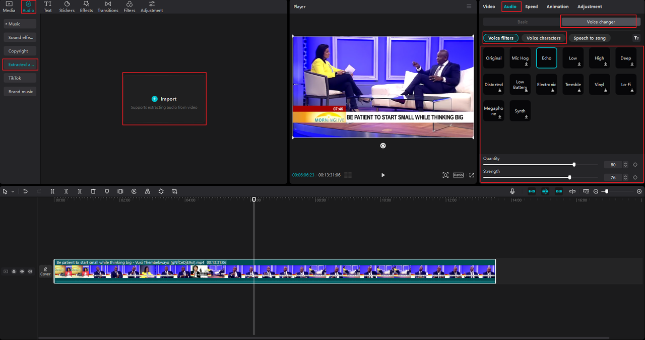 How to extract audio and add voice changers on the CapCut desktop app