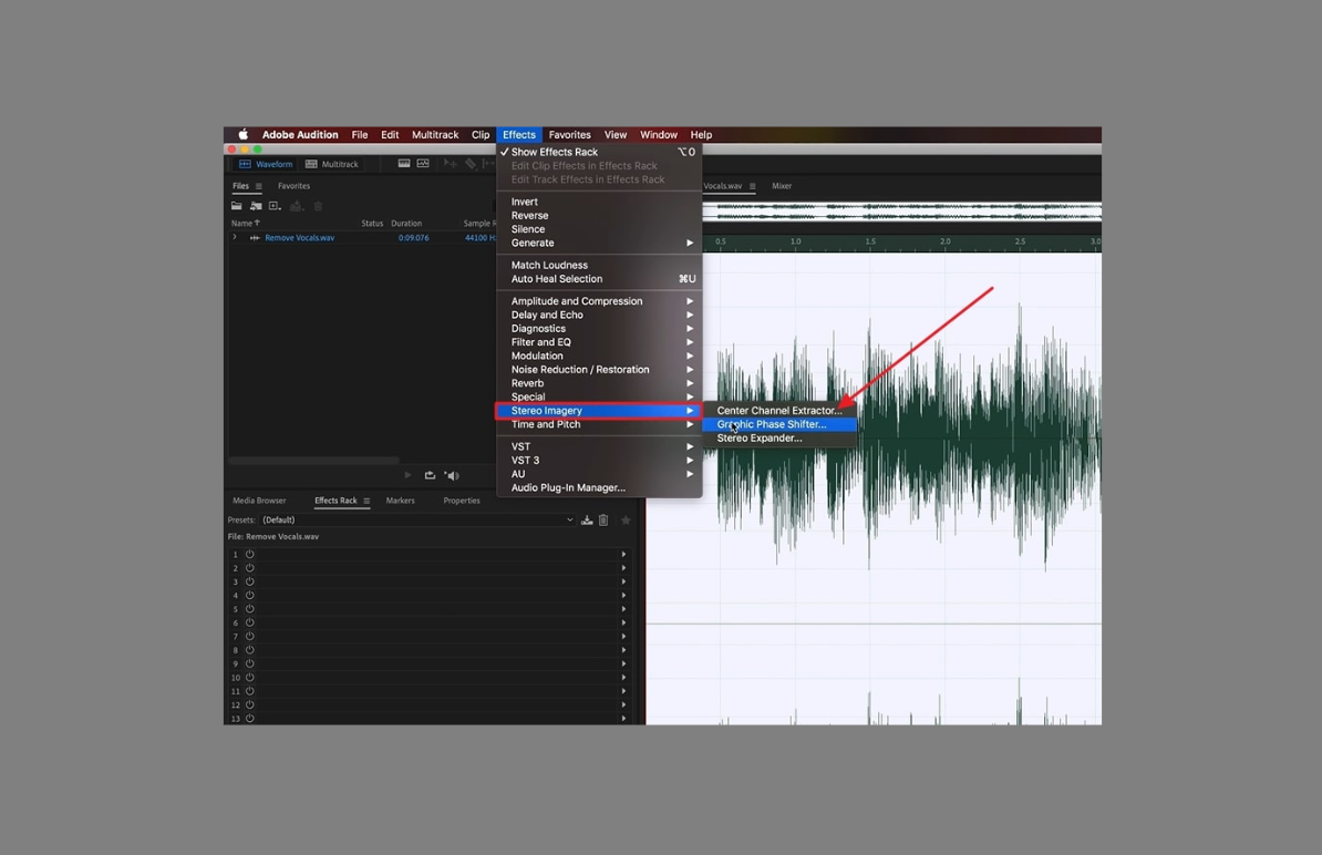 Upload audio to Adobe Audition vocal remover freeware