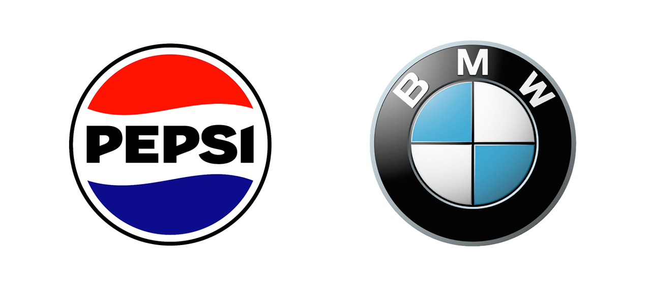 Pepsi and BMW combined elements logos