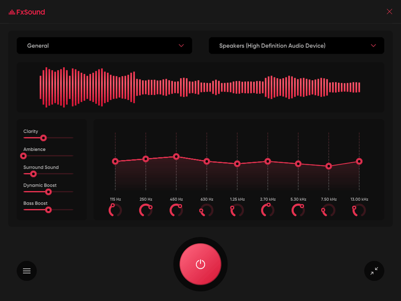 FxSound audio enhancer software interface