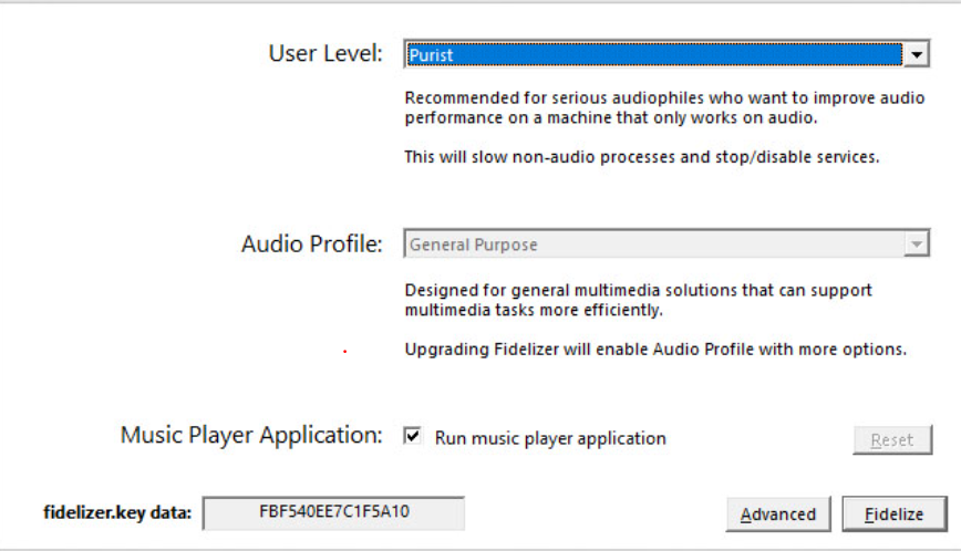 Fidelizer audio enhancer software interface