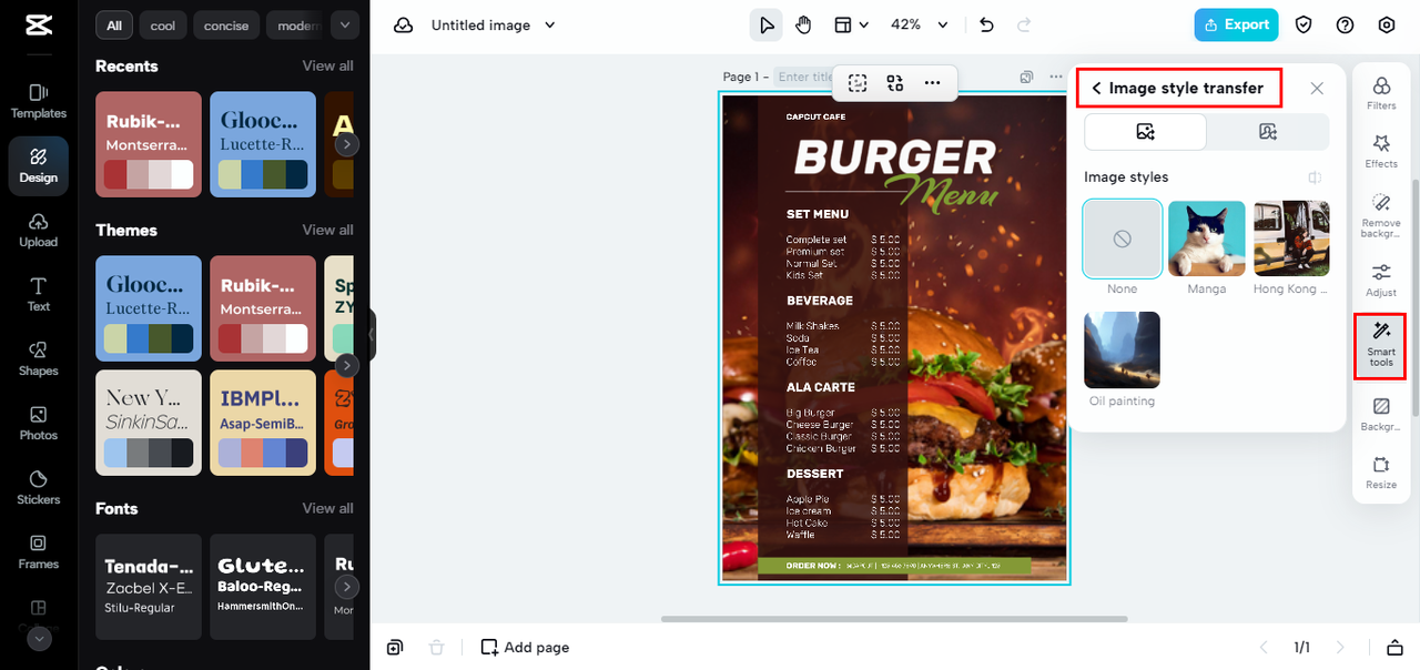 customize the menu style according to the style of the restaurant