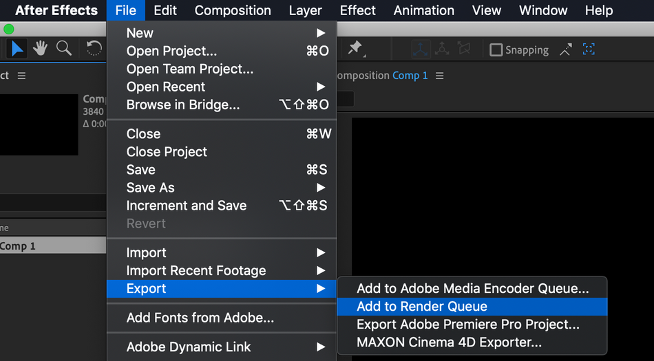 Export a video from the Adobe After Effects camera tracking tool