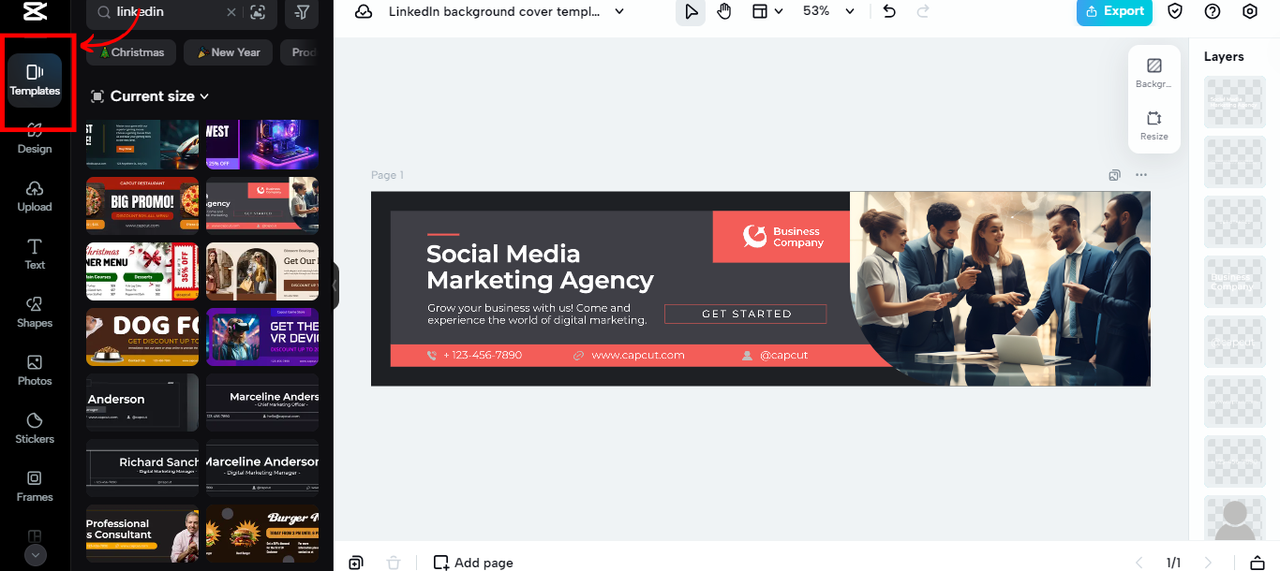 Customize a template for your social media marketing agency