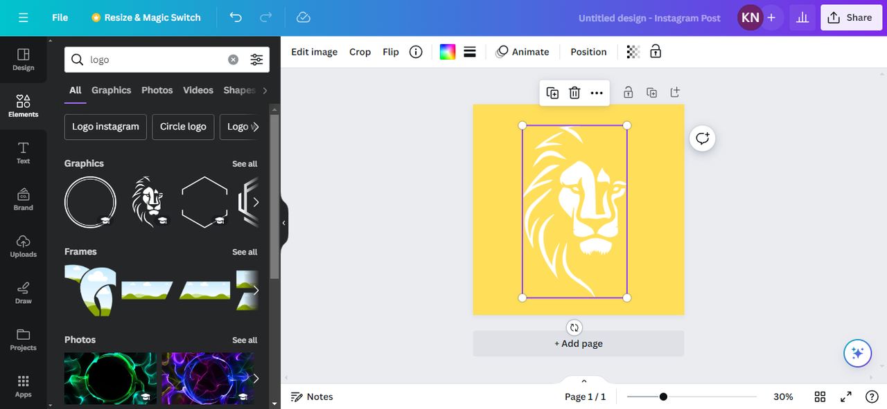 Create a logo at Canva