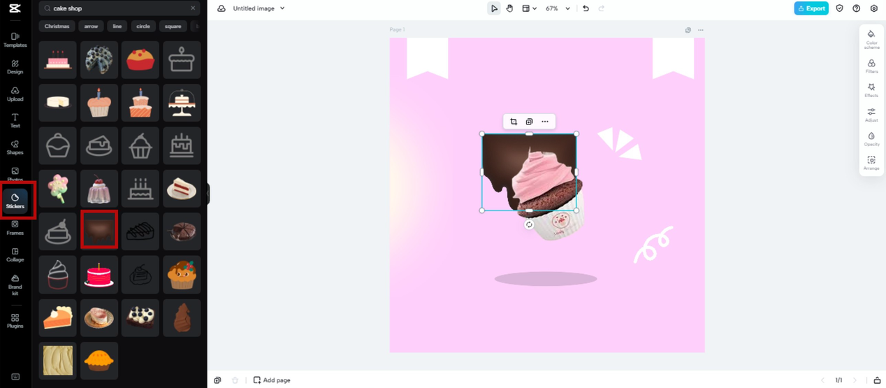 Add stickers to image in CapCut Online
