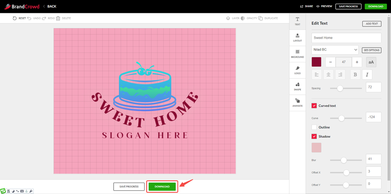 Download the pretty bakery logo