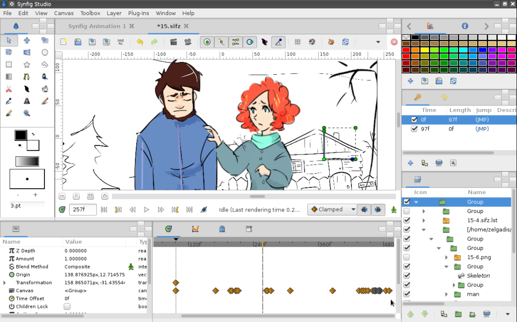 Synfig interface, the best 2D free animation software
