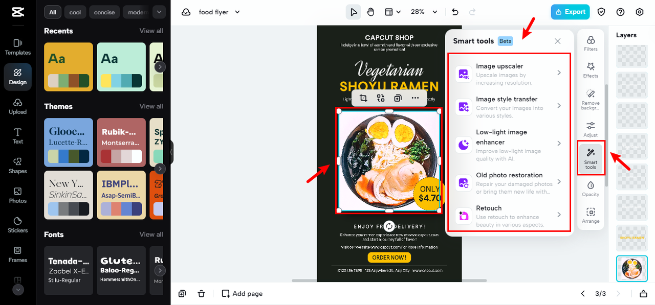 Use smart tool to upgrade food flyer