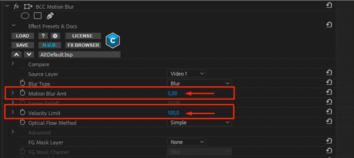 Adjust parameters for the desired effect