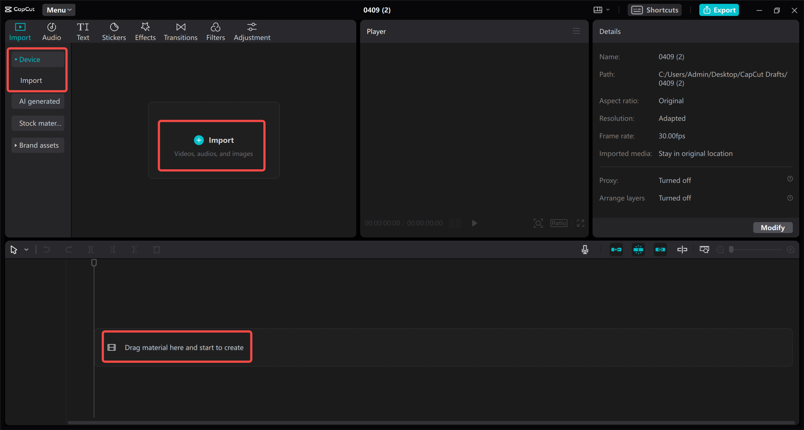 Import your video from local storage