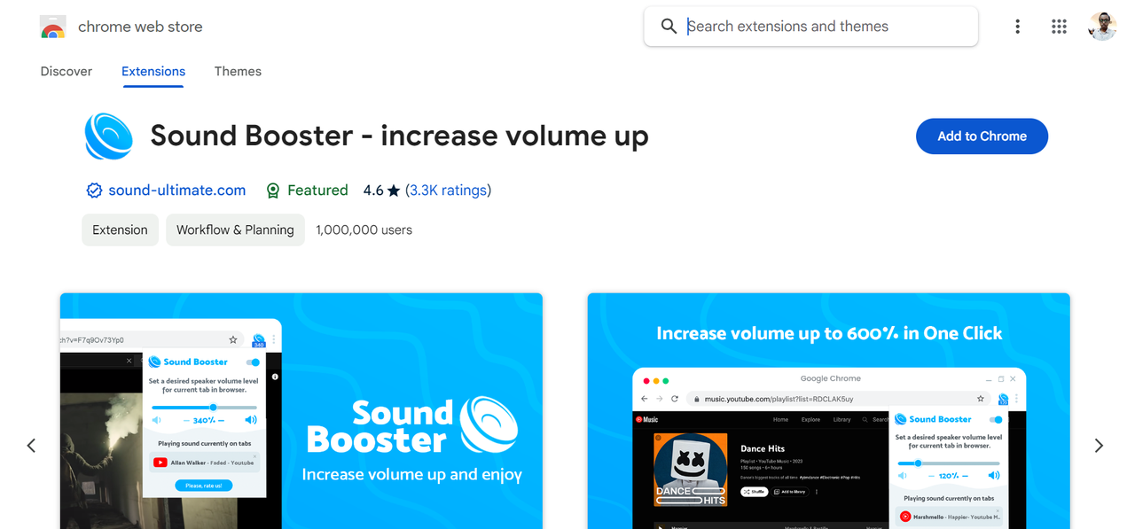 Sound Booster Chrome volume booster