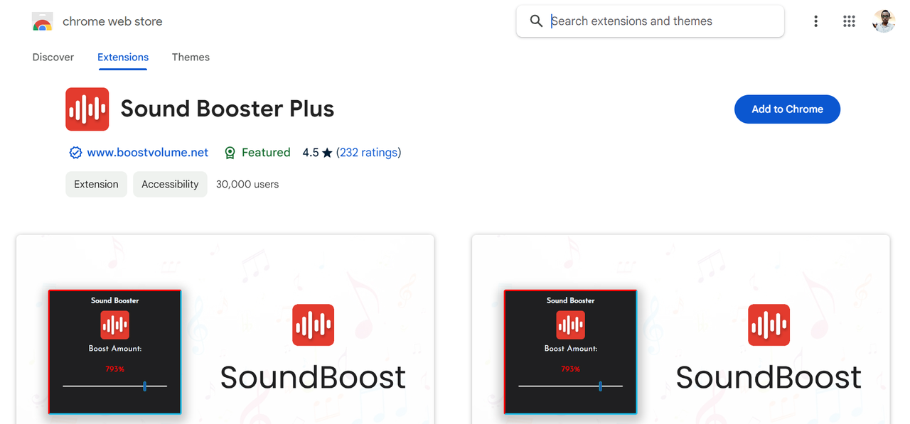 Sound Booster Plus Chrome volume booster