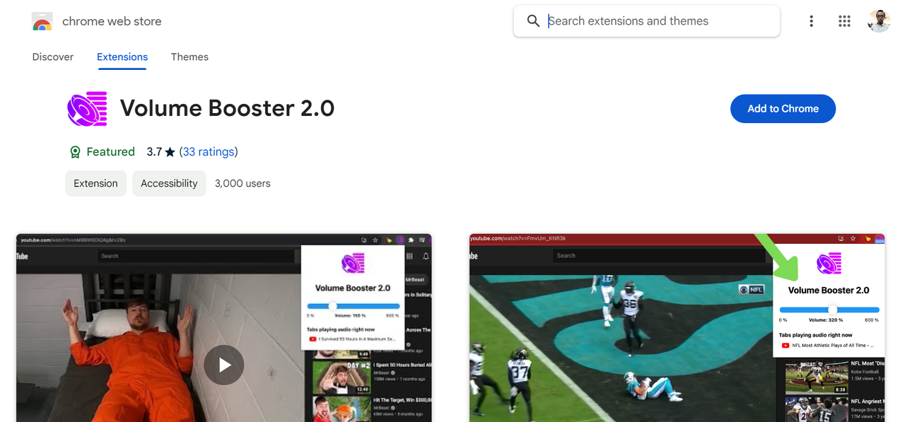 Volume Booster 2.0 Chrome volume booster