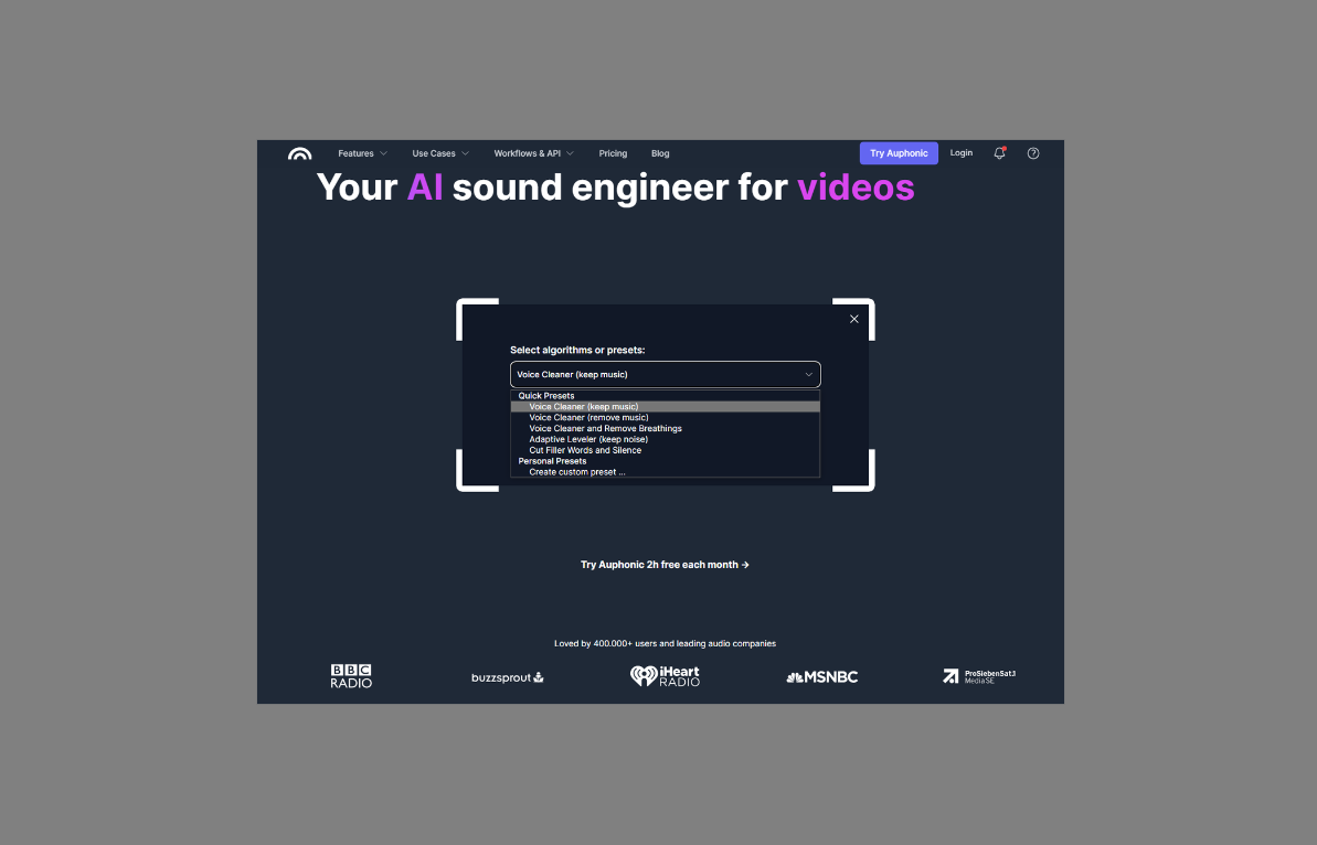 Auphonic AI sound enhancer