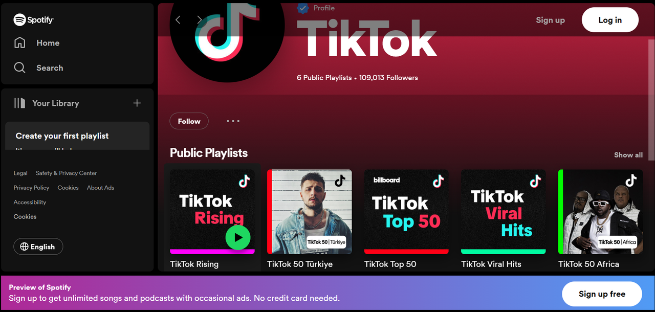 Trending TikTok sounds on Spotify