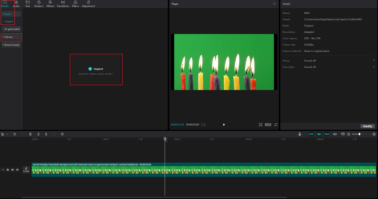 How to import a chroma background video to the CapCut desktop video editor 